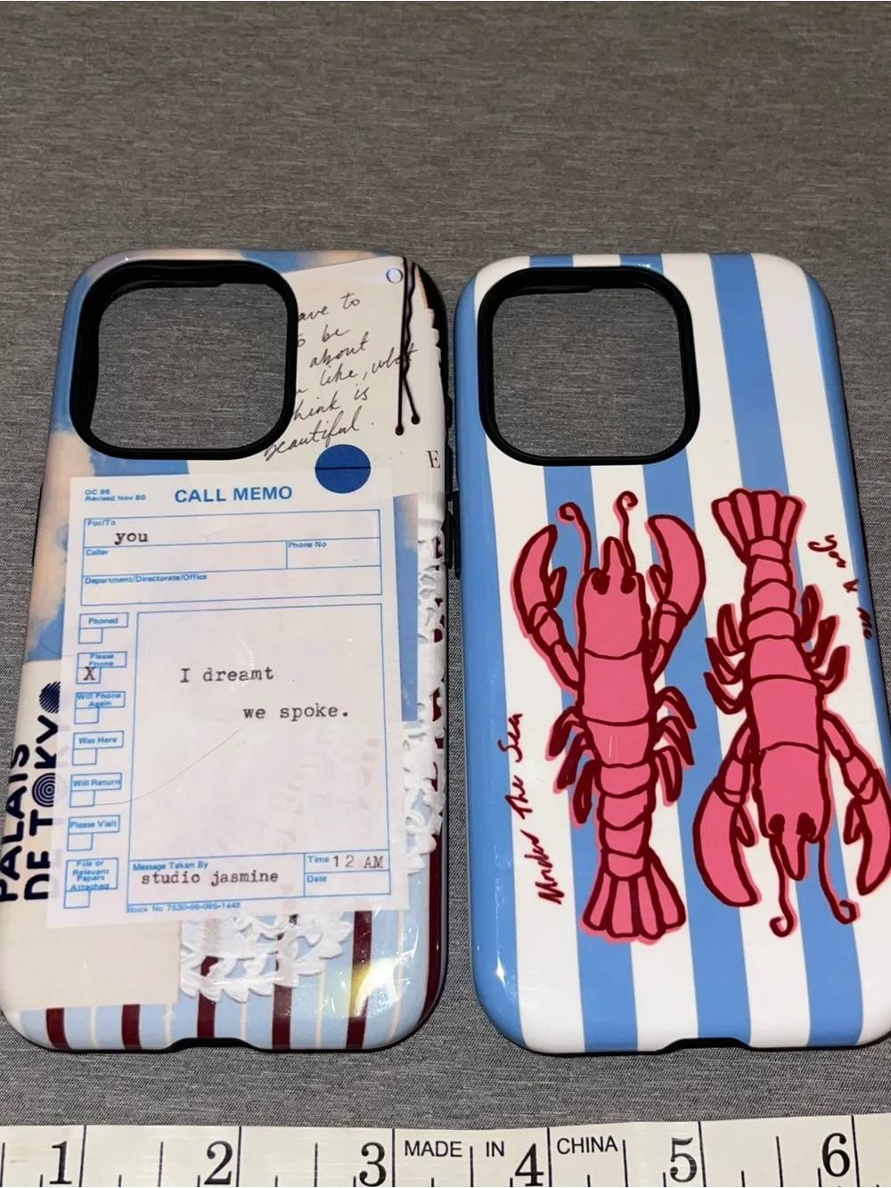Lot Of 2 Unused The Dairy iPhone 15 P Cell Phone Cases Lobster Memo Jasmine Dowl
